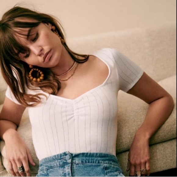 Sezane Red Ribbed Blouse - Picture 5 of 5